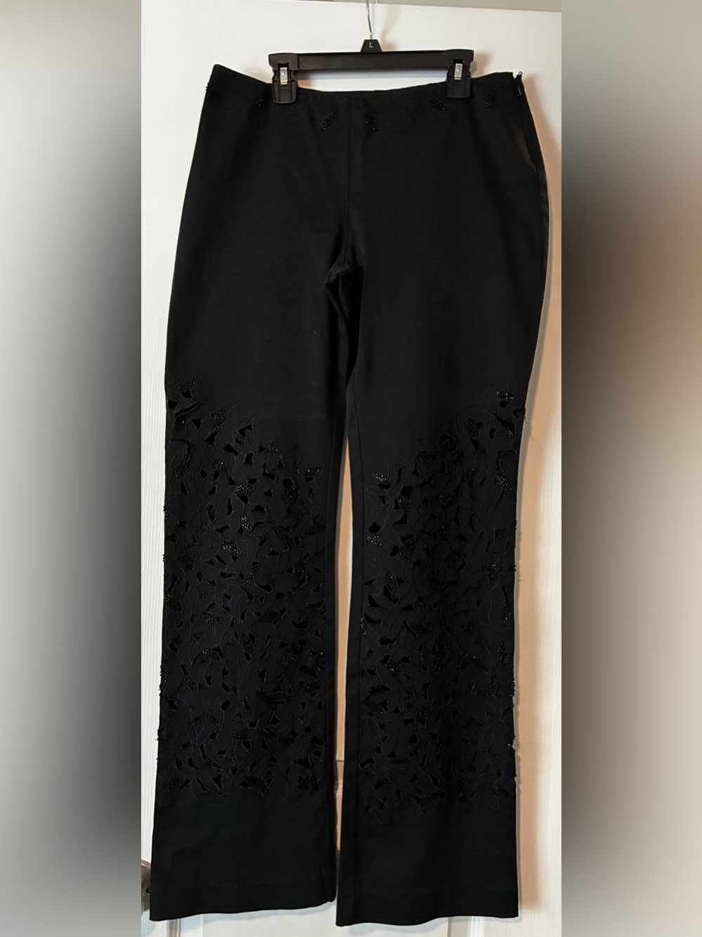 Basix II Women’s Straight Leg Embroidered Black Pants